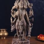 Vintage Panch Mukhi Hanuman Statue | 17.5" x 8.5" x 4.5" (44.5 x 21.6 x 11.4 cm) | 12 kg Five-Faced Sacred Art | Antique Divine Murti